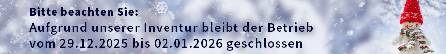 Inventur vom 29.12.2025 bis 02.01.2026